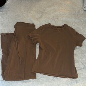 Skims Cotton Jersey Straight Leg Pant and Shirt